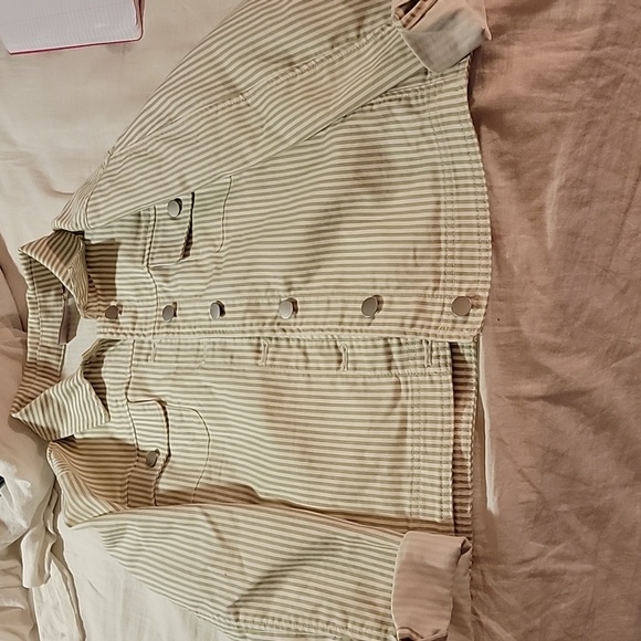 Women's Chicos Striped Jacket sz 2 - Picture 1 of 8